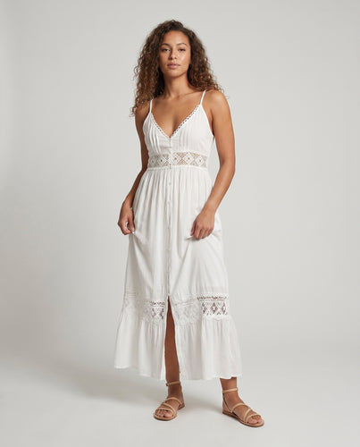 Damen Sommerkleid mit Spitzendetails und knielangem Saum Heidi Mode