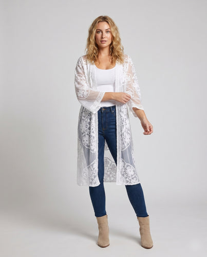 Damen Spitzen-Strandüberwurf mit floralem Design Heidi Mode