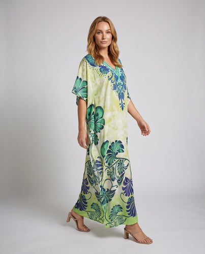 Damen Strandkaftan mit aufwendiger Stickerei und fröhlichen Fransen Heidi Mode