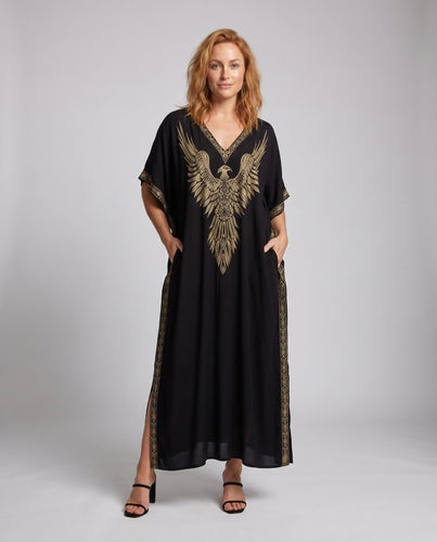 Damen Strandkaftan mit buntem Schlangen-Muster und elegantem Schnitt Heidi Mode
