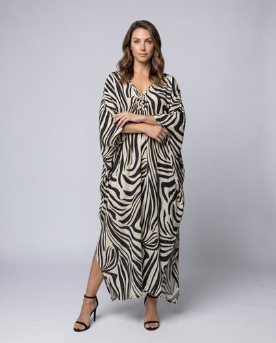 Damen Strandkaftan mit künstlerischem Schmetterlingsmuster Heidi Mode