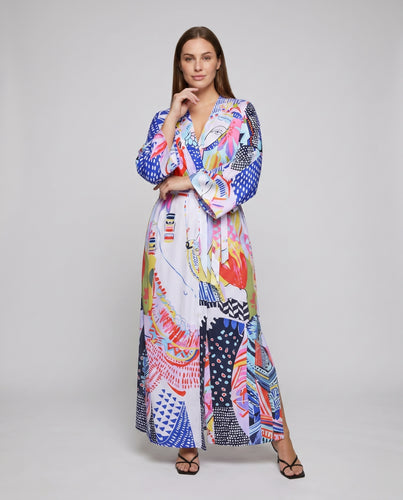 Damen Strandkimono mit buntem Print und schickem Schnitt Heidi Mode
