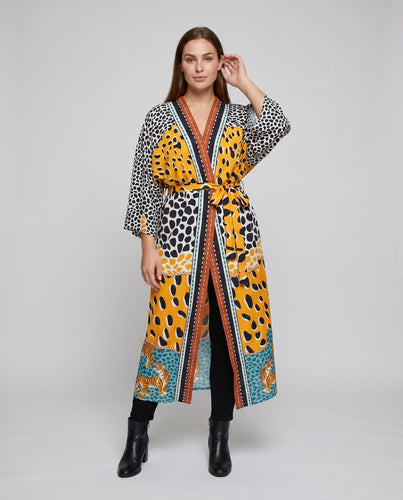 Damen Strandkimono mit buntem Tie-Dye-Muster und leichtem, atmungsaktivem Stoff Heidi Mode