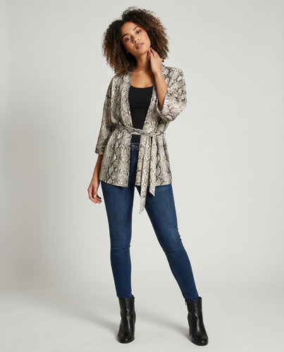 Damen Strandkimono mit elegantem Schlangenmuster und luftigen Ärmeln Heidi Mode