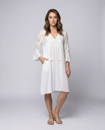 Damen Strandkleid mit kunstvollen Spitzenakzenten Heidi Mode