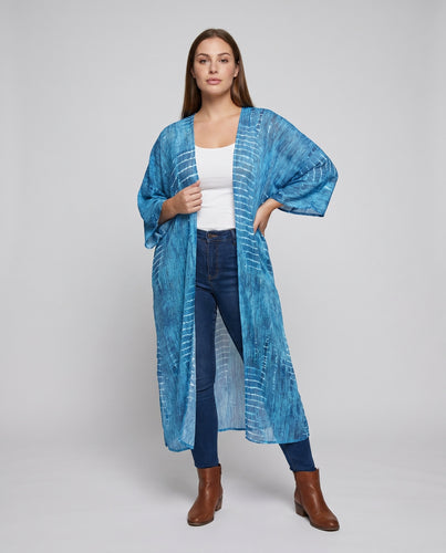 Damen Strandmantel mit exotischem Muster Heidi Mode