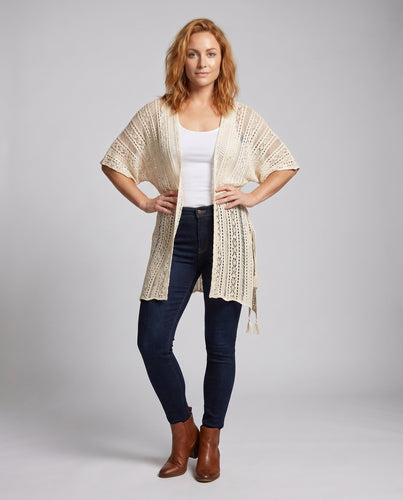 Damen Strandtunika mit filigranem Lochmuster Heidi Mode