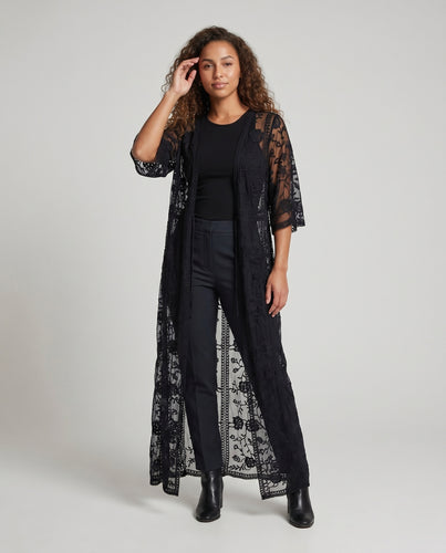 Damen Transparentes Häkel-Kimono Heidi Mode