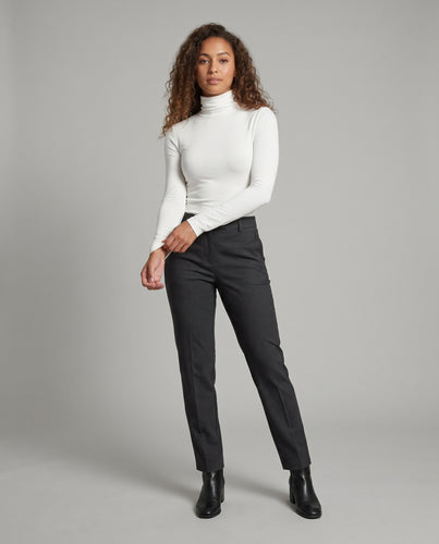 Damen nan figurbetonter Rollkragen-Langarmpullover mit Stretchanteil aus feinem Feinstrick
