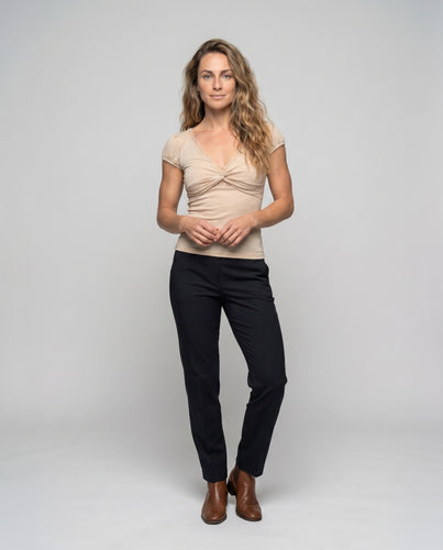 Damen nan geknotetes Twist-Top mit Unterbrust-Ausschnitt und feiner Spitzenkante