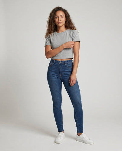 Damen nan Kurzarm-Raglanshirt aus Baumwolljersey mit verstärktem Halsausschnitt und geradem Saum