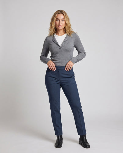 Damen nan Lagen-Langarmshirt mit Henley-Knopfleiste, Doppel-Layer-Effekt und feinem Jersey