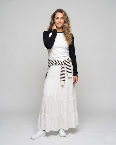 Damen nan langärmliges Raglanshirt aus Baumwollmix mit schmaler Silhouette und Rippkragen