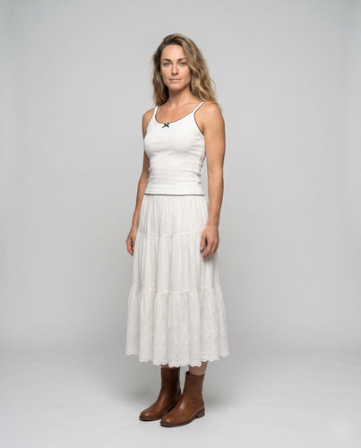 Damen nan mikrogeripptes Bustier-Cami mit Wellenkante und mittiger Zierschleife