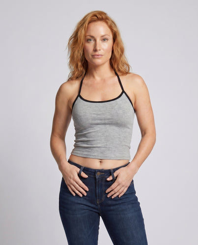 Damen nan minimalistisches elastisches Top mit eckigem Ausschnitt und schmalen Trägern