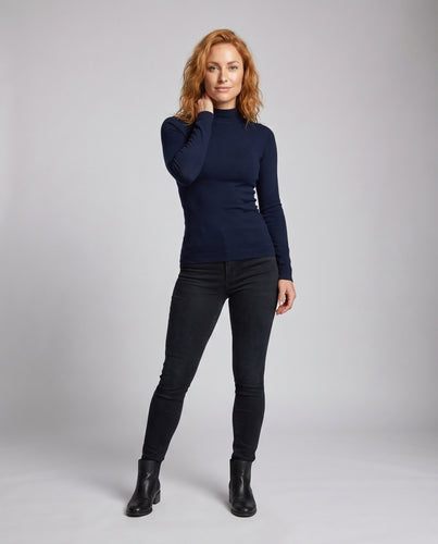 Damen nan nahtloses Feinjersey-Longsleeve mit taillierender Schnittführung und elastischen Bündchen