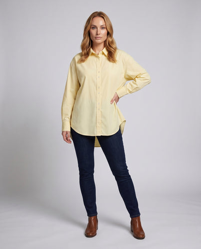 Damen nan oversized Hemdbluse mit verlängerter Rückenpartie, klassischem Kragen und langen Ärmeln