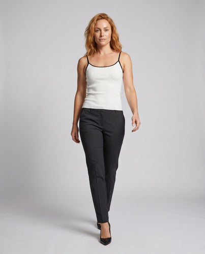 Damen nan schlankes Form-Cami aus feinem Modalmix mit Wellenkante und schmalen Spaghettiträgern
