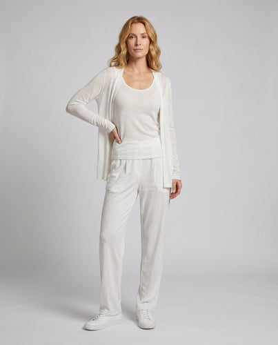 Damen nan semitransparenter Longcardigan und Basic-Cami Set aus leichtem Feinstrick