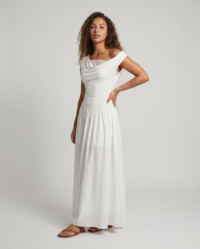 Damen nan Sommerliches Zweiteiler-Set mit asymmetrischem Carmen-Top und weitem Maxirock