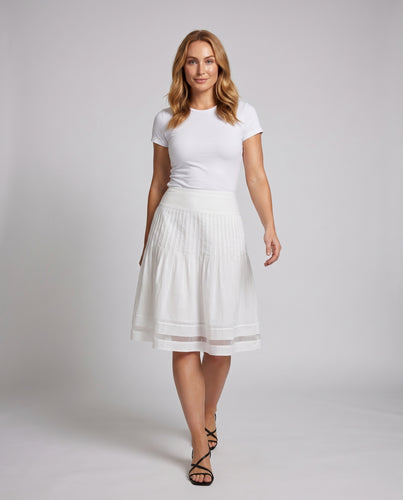 Damen nan taillierter Plisseerock mit hohem Bund, stufiger Plissierung und transparentem Saumdetail