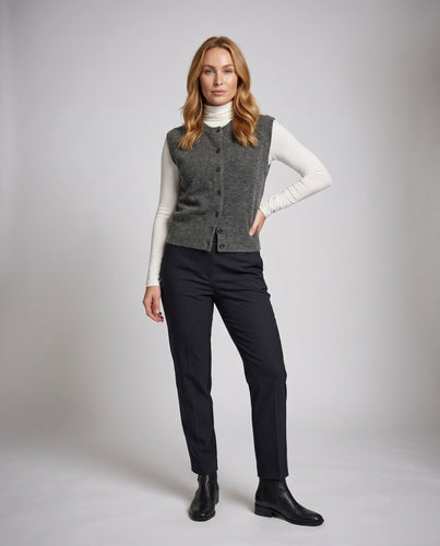 Damen nan weiche Strickweste mit Knopfleiste, V-Ausschnitt und lässiger Passform