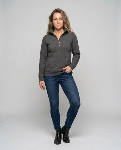 Damen modischer Pullover mit halbem Reißverschluss