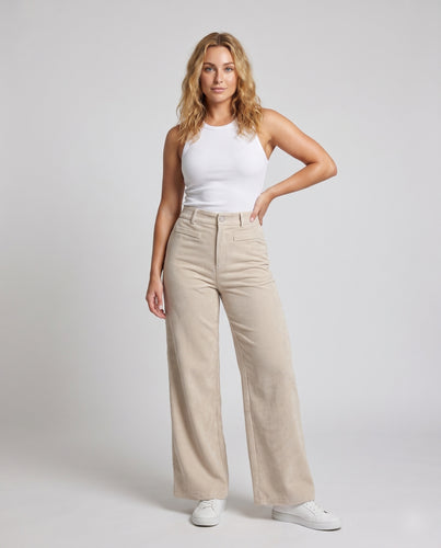 Damen weite Cord-Palazzo-Hose mit hoher Taille