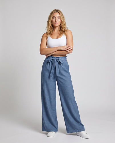Damen Weite Sommerhose mit elastischem Bund und Bindegürtel