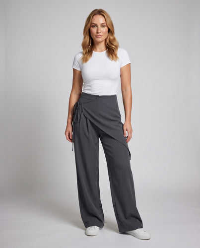 Damen weite Wickelhose mit seitlichem Bindegürtel