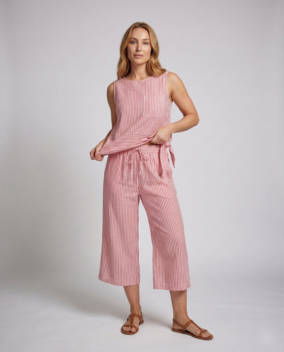 Damen lässiges Jumpsuit aus atmungsaktiver Baumwolle mit Streifenmuster