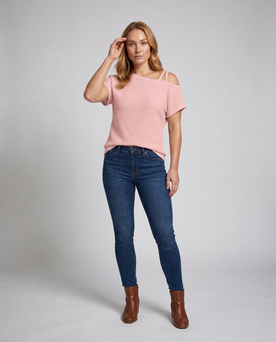 Damen lässiges Strickoberteil mit asymmetrischem Schnitt