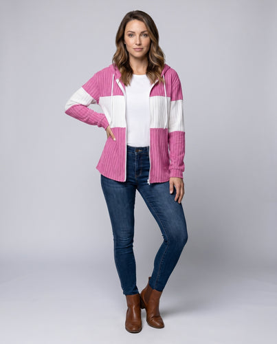 Damen Sportive Zip-Hoodie mit strukturiertem Material von