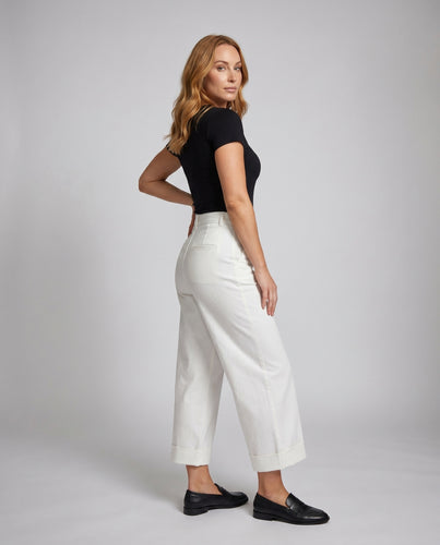 Damen weite Baumwoll-Culotte mit elastischem Bund