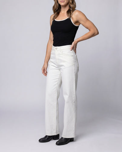 Damen Weite Leinenhose mit hohem Taillenbund und geschmackvollen Taschen