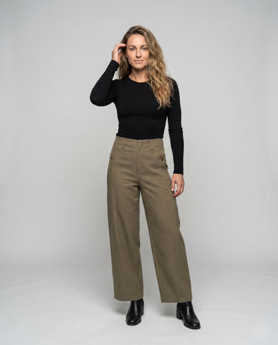 Damen Weite Sommerhose mit elastischem Bund und modernen Taschen