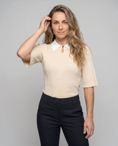 Damen lässige und elegante Bluse mit geknöpftem Kragen