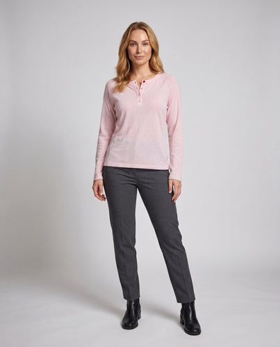 Damen lässiges Longsleeve Oberteil mit Knopfdetails