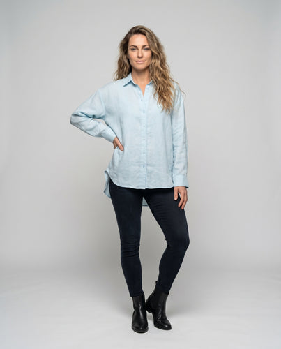 Damen Leichte Leinenbluse mit lässigem Schnitt
