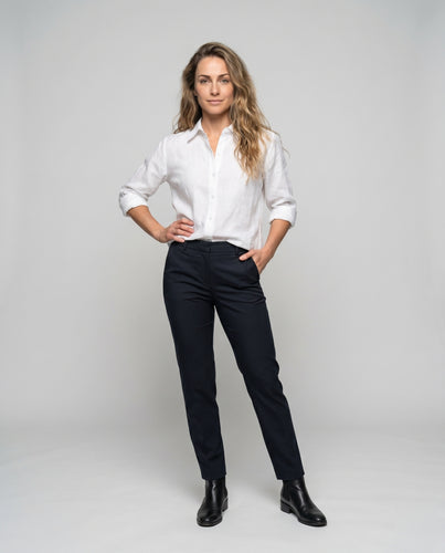 Damen leichte Leinenbluse mit lässigem Schnitt und eleganten Knopfdetails