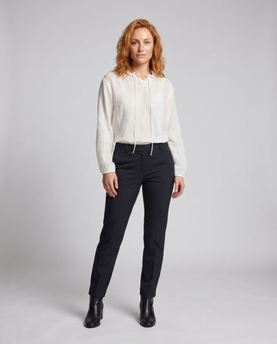 Damen luftige Bluse mit Rüschendetails und Kordelzug