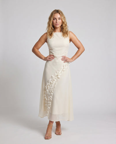 Damen Maxikleid mit floralen Applikationen und elegantem Schnitt