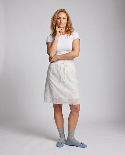 Damen Midirock mit floralen Stickereien und elastischem Taillenbund