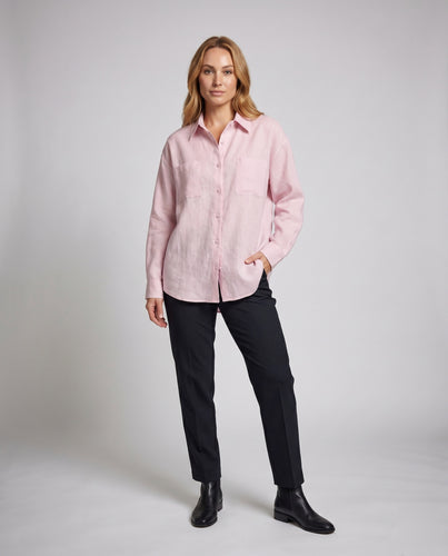 Damen Oversized Leinenbluse