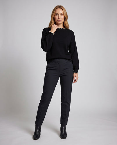Damen Oversized Pullover mit perlenteiligen Akzenten
