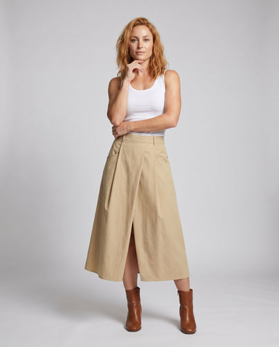 Damen Plissierter Midi-Rock mit seitlichen Taschen