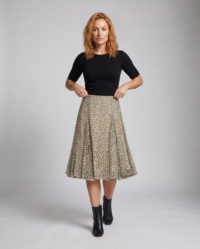 Damen Plissierter Rock mit modernem Leopardenmuster