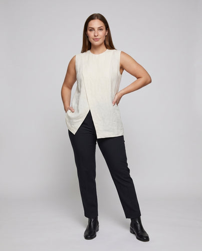 Damen ärmelloses Blusenshirt mit elegantem Schnitt und asymmetrischem Design