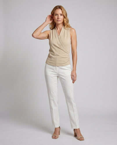 Damen ärmelloses Wickeloberteil mit elegantem Knoten-Design