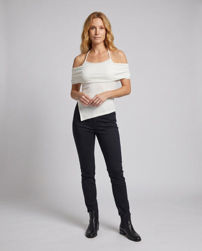 Damen ärmelloses Wickeltop mit verspielten Rüschendetails